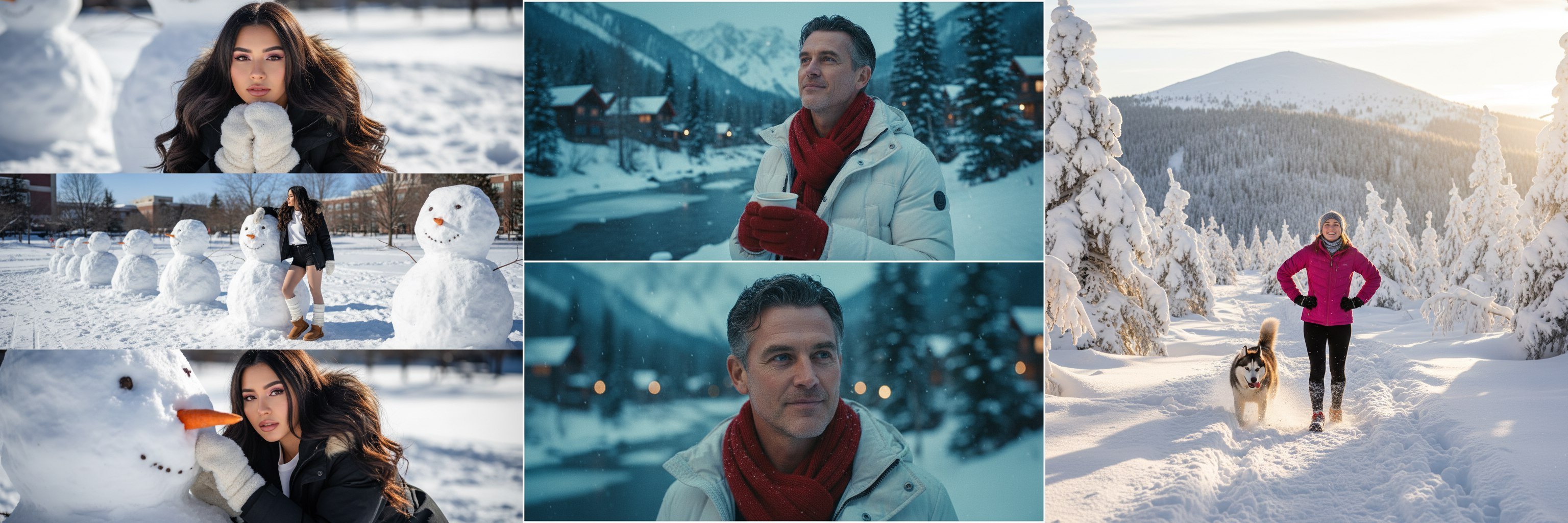 Подборка зимних коллажей в Nano Banana